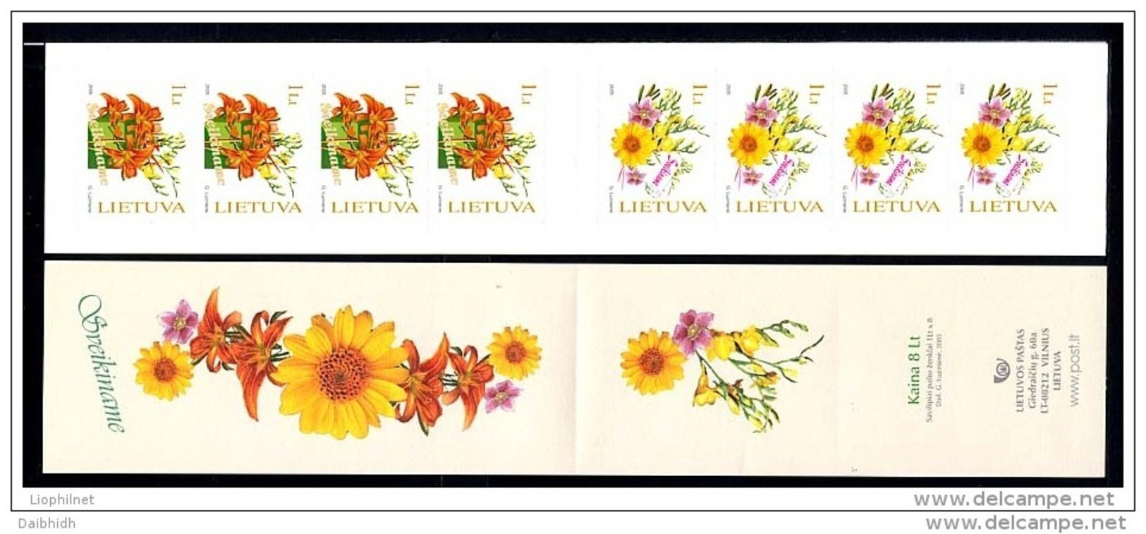 LITHUANIA 2005 Flowers Self-adhesive Booklet  MNH / **.  Michel 866-67 MH - Lituanie