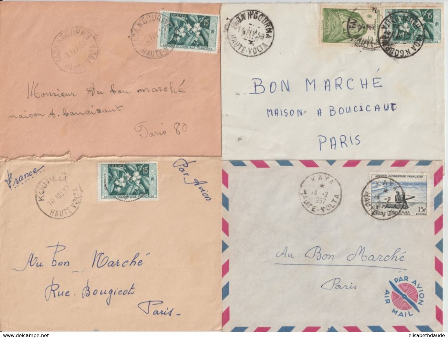 AOF / HAUTE VOLTA - 1957/1958 - 4 ENVELOPPES De FADA N'GOURMA / KOUPELA / KAYA (FIDES) ! => PARIS - Lettres & Documents
