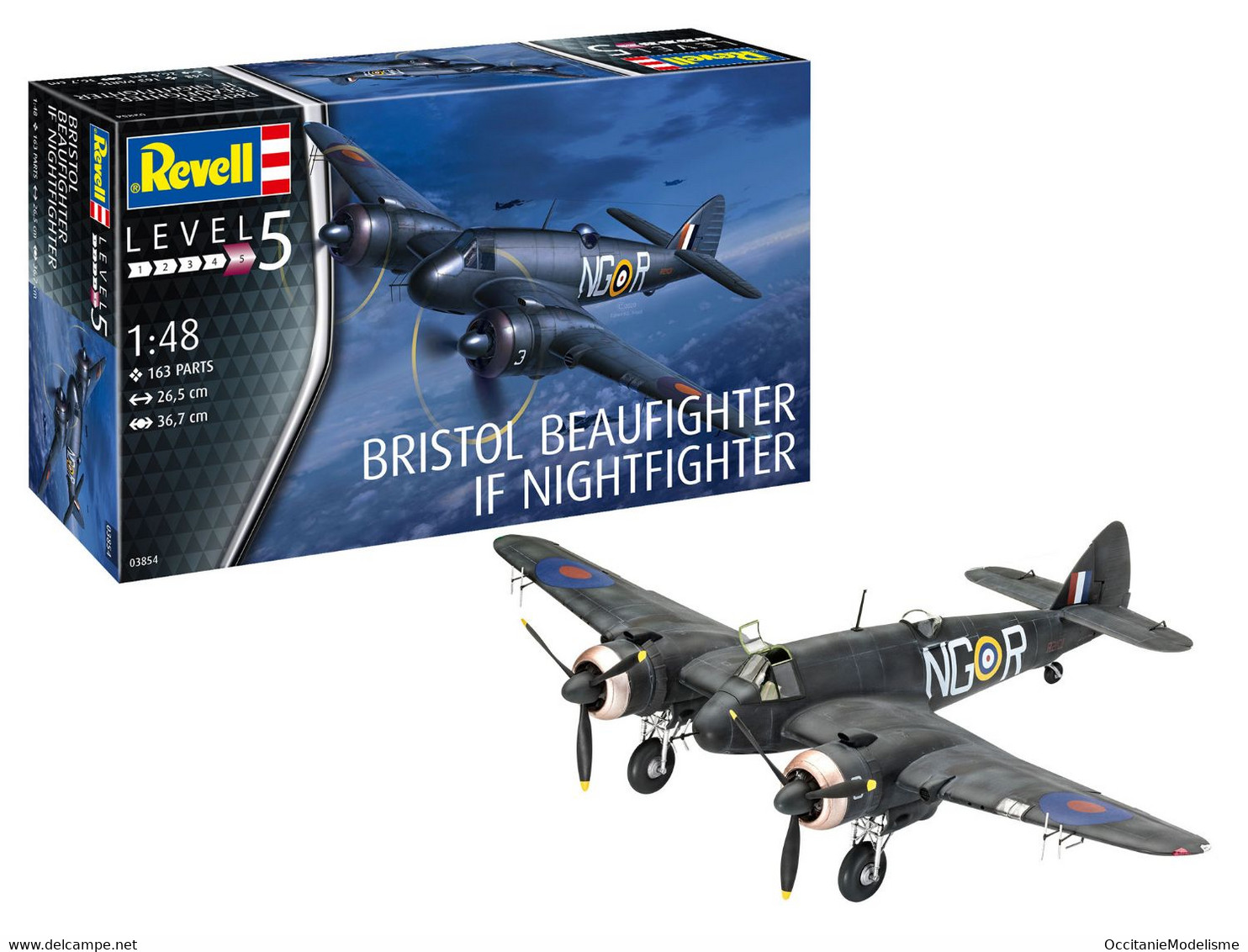 Revell - BRISTOL BEAUFIGHTER IF NIGHTFIGHTER RAF Maquette Avion Kit Plastique Réf. 03854 Neuf NBO 1/48 - Airplanes