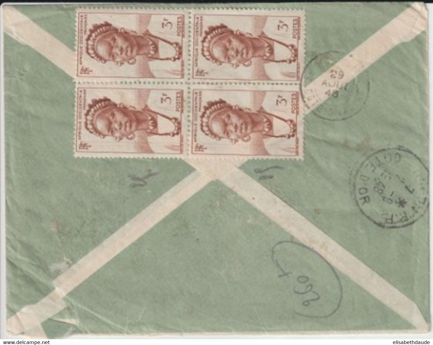 AOF / COTE D'IVOIRE - 1948 - ENVELOPPE RECOMMANDEE Par AVION De DALOA ! => DIJON - Lettres & Documents