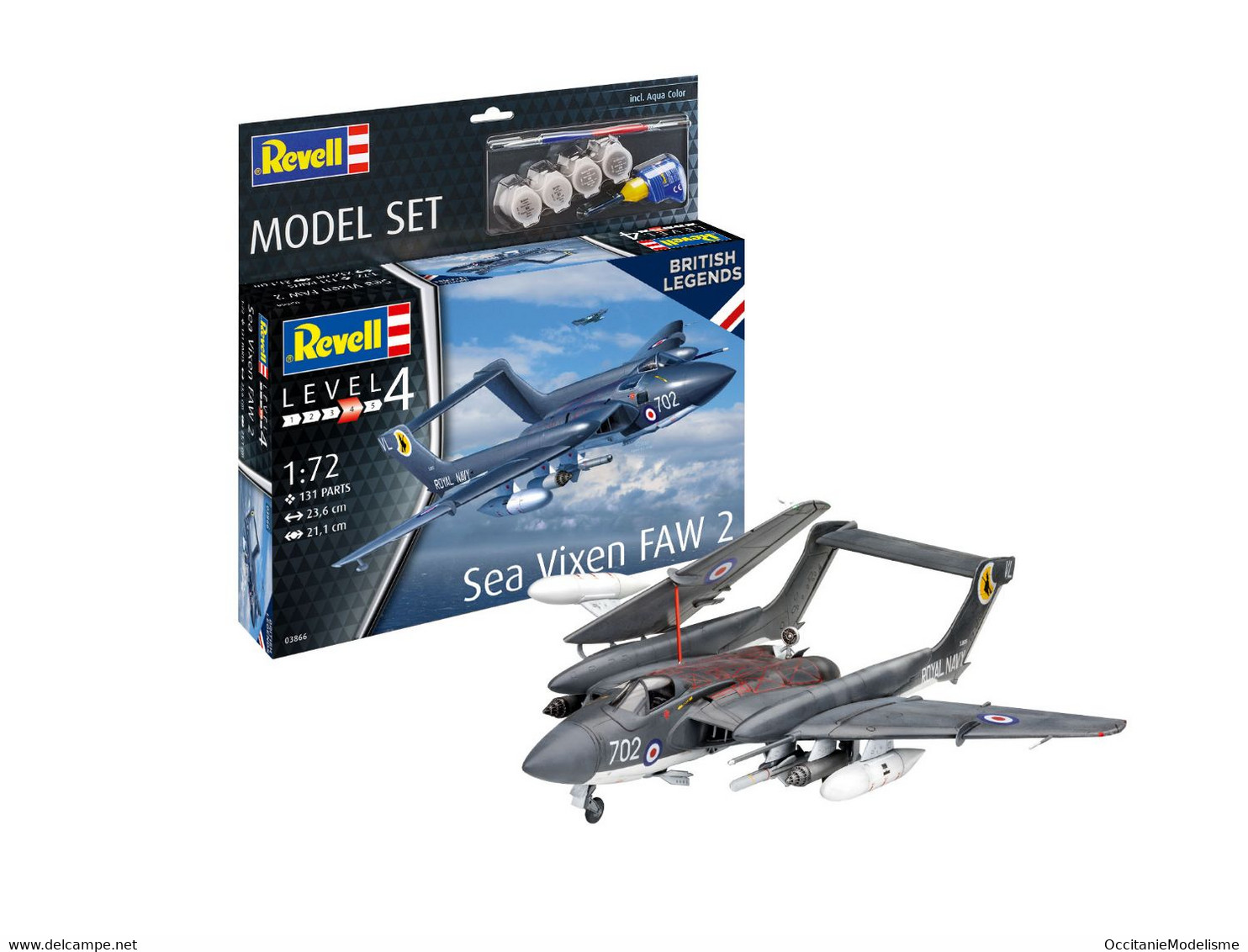 Revell - SET SEA VIXEN FAW 2 Royal Navy + Peintures + Colle Maquette Kit Plastique Réf. 63866 Neuf NBO 1/72 - Vliegtuigen