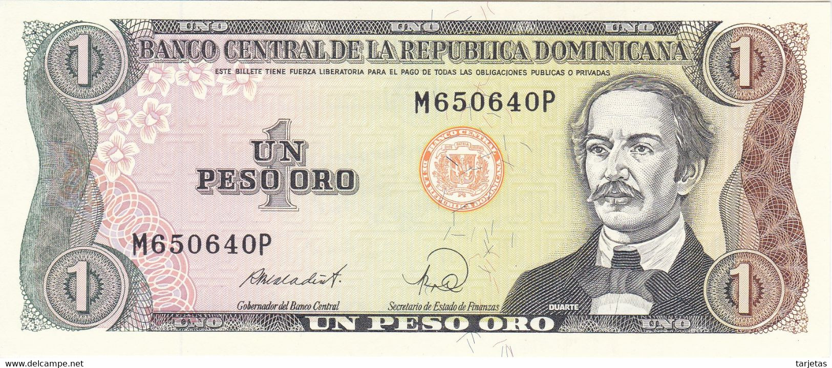 BILLETE DE LA REPUBLICA DOMINICANA DE 1 PESO ORO DEL AÑO 1988 SIN CIRCULAR (UNC)  (BANKNOTE) - Dominicaine