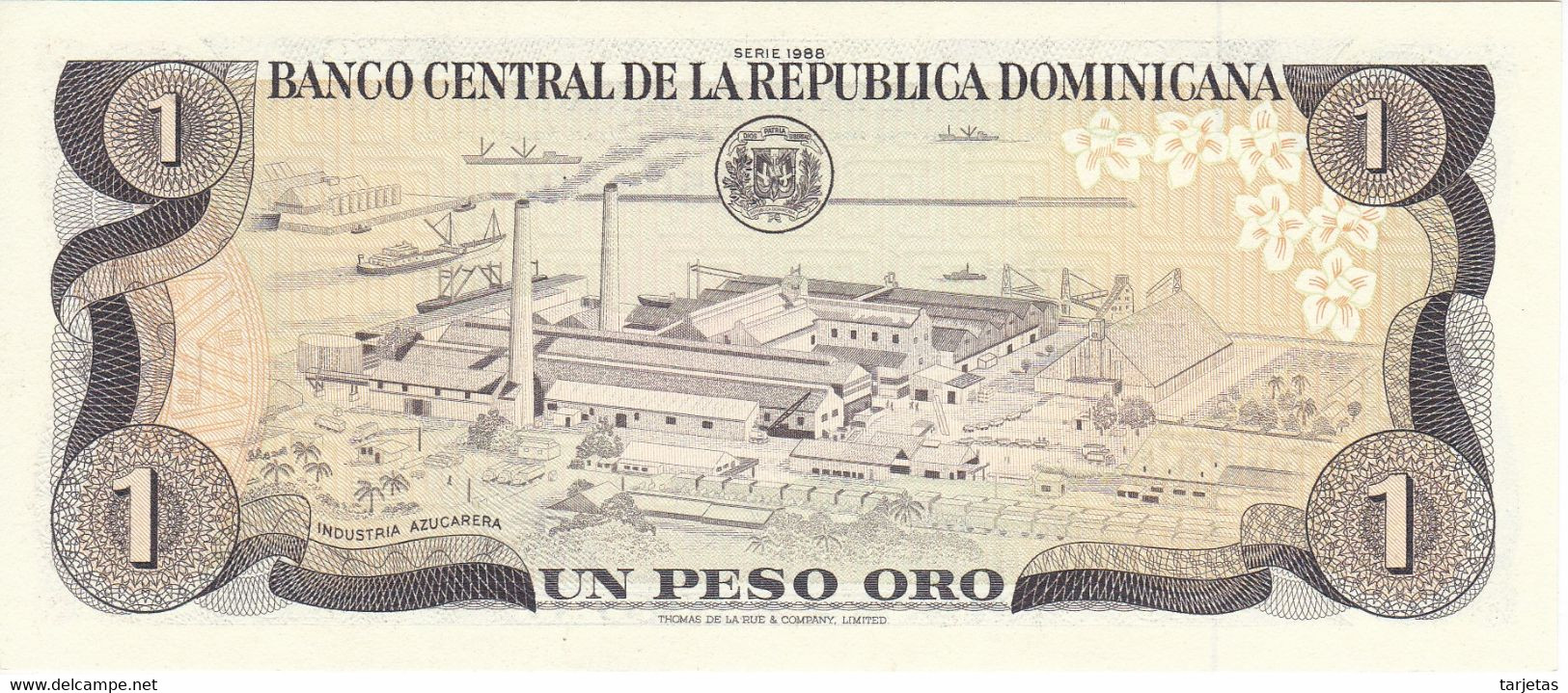 BILLETE DE LA REPUBLICA DOMINICANA DE 1 PESO ORO DEL AÑO 1988 SIN CIRCULAR (UNC)  (BANKNOTE) - Dominikanische Rep.