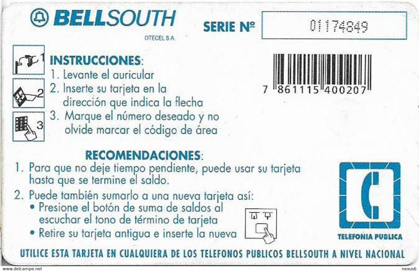 Ecuador - Bell South - Chordeleg, Gem1A Symmetr. Black, 80.000Sucre, Used - Ecuador