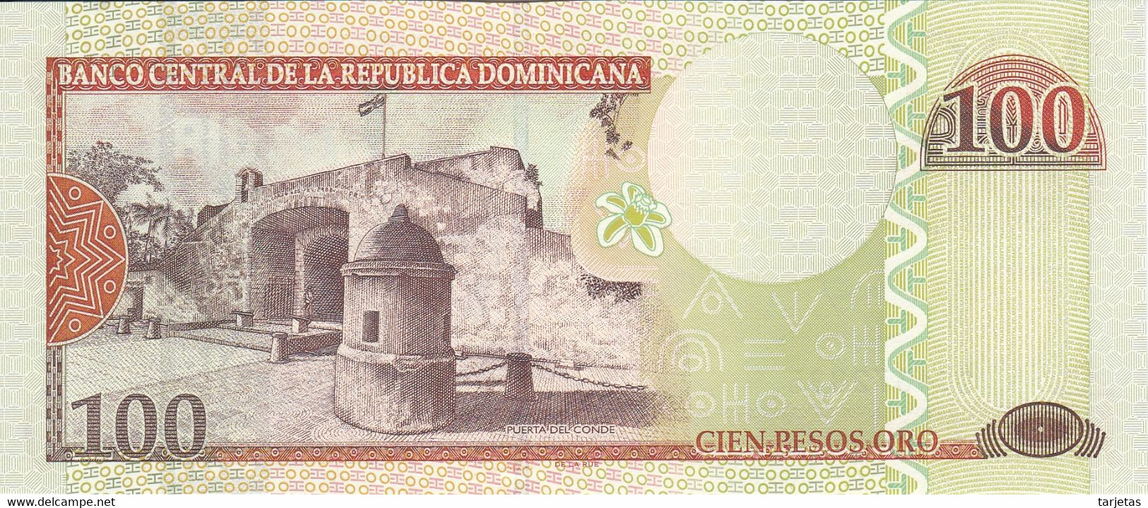 BILLETE DE LA REPUBLICA DOMINICANA DE 100 PESOS ORO DEL AÑO 2003 SIN CIRCULAR (UNC)  (BANKNOTE) - Dominikanische Rep.