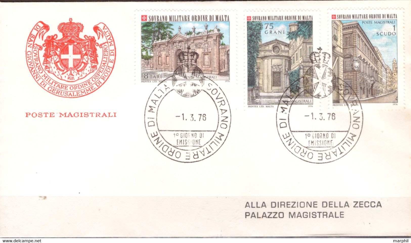 Italia S.M.O.M. 1976 Sedi Dell'Ordine IUnN°116/118 FDC (o) Vedere Scansione - Lotti E Collezioni