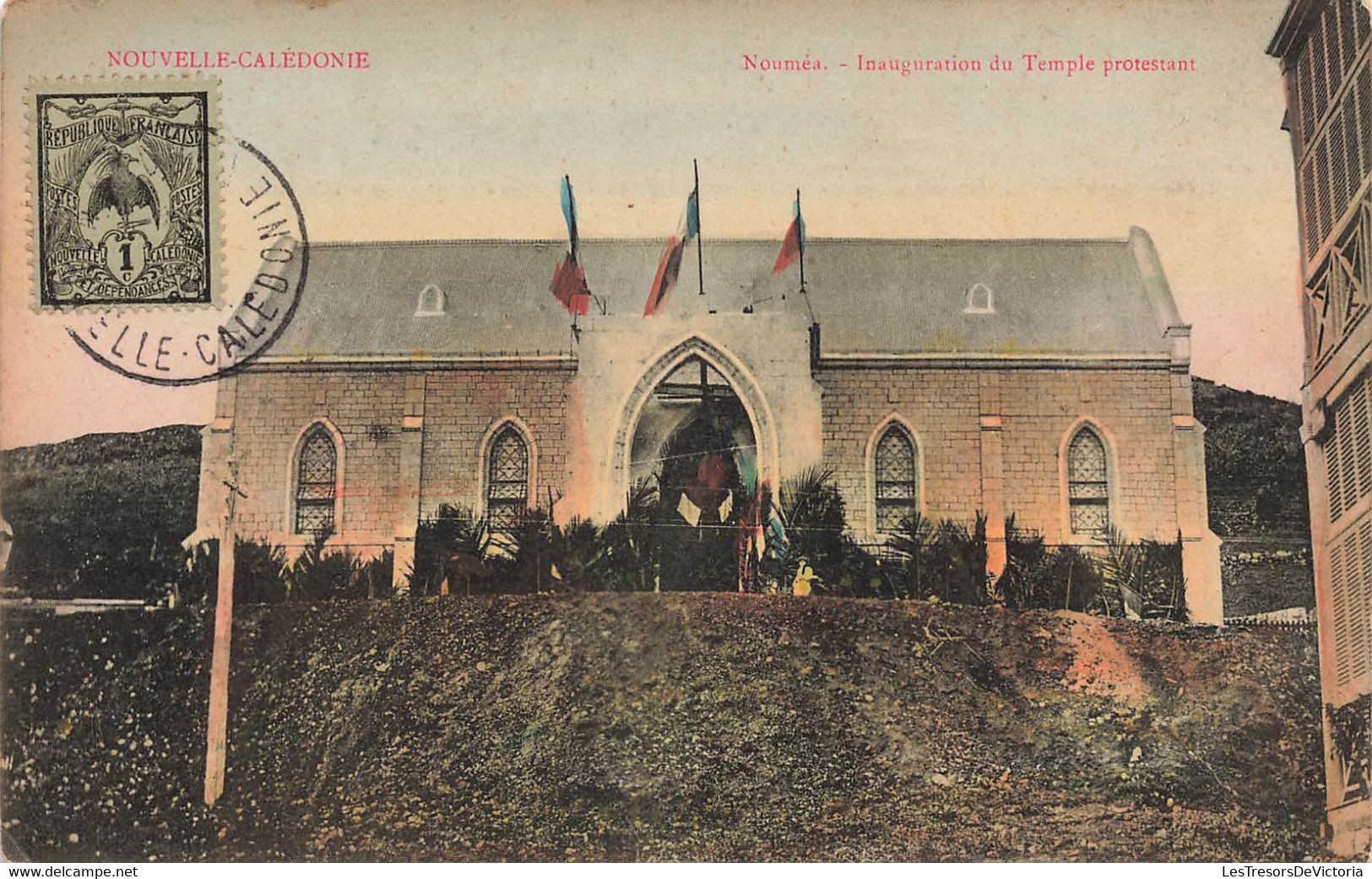 CPA NOUVELLE CALEDONIE - Noumea - Inauguration Du Temple Protestant - Colorisé - Nueva Caledonia