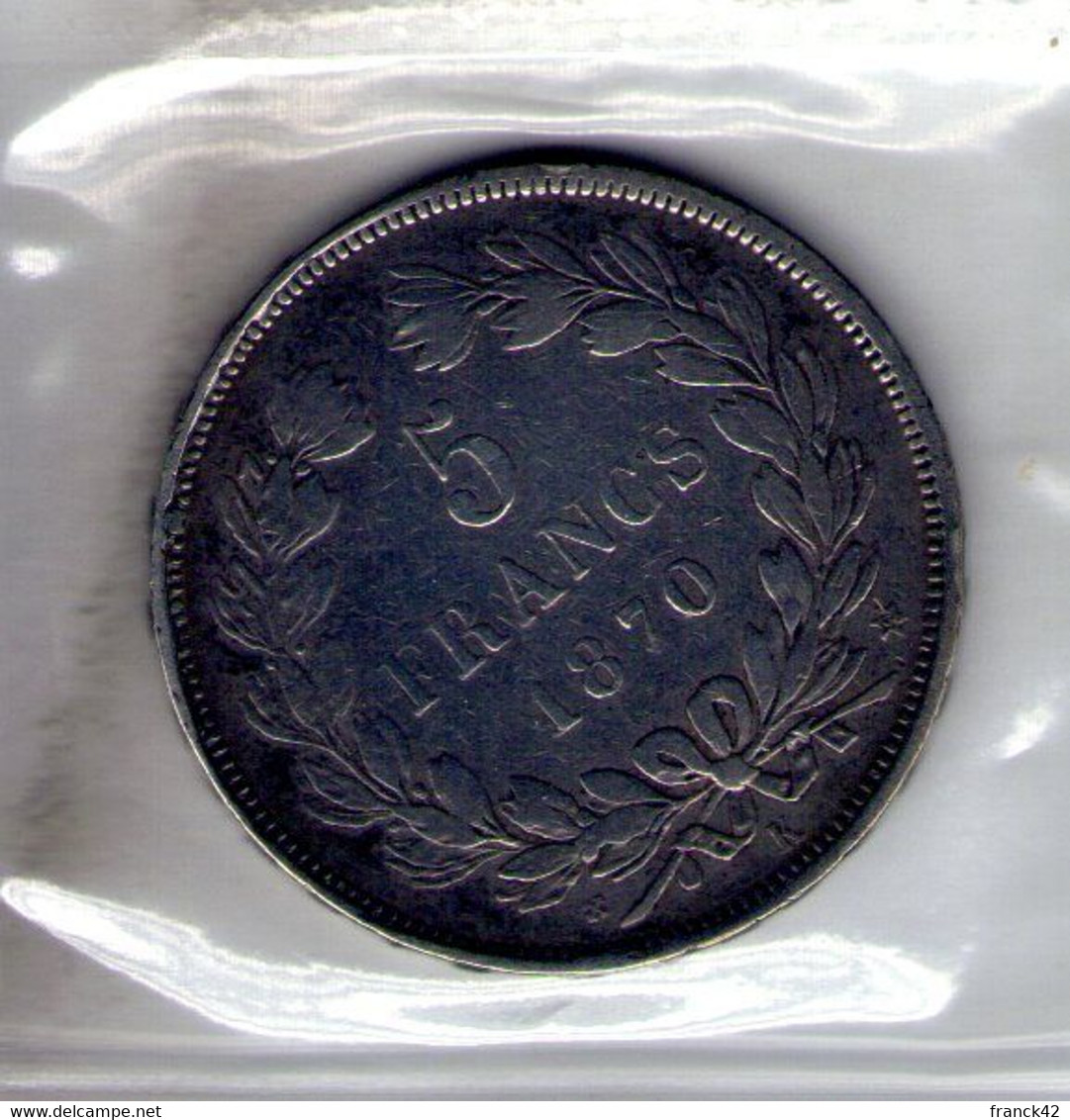 France. Ceres. 5 Francs 1870 - 1870-1871 Gobierno De Defensa Nacional