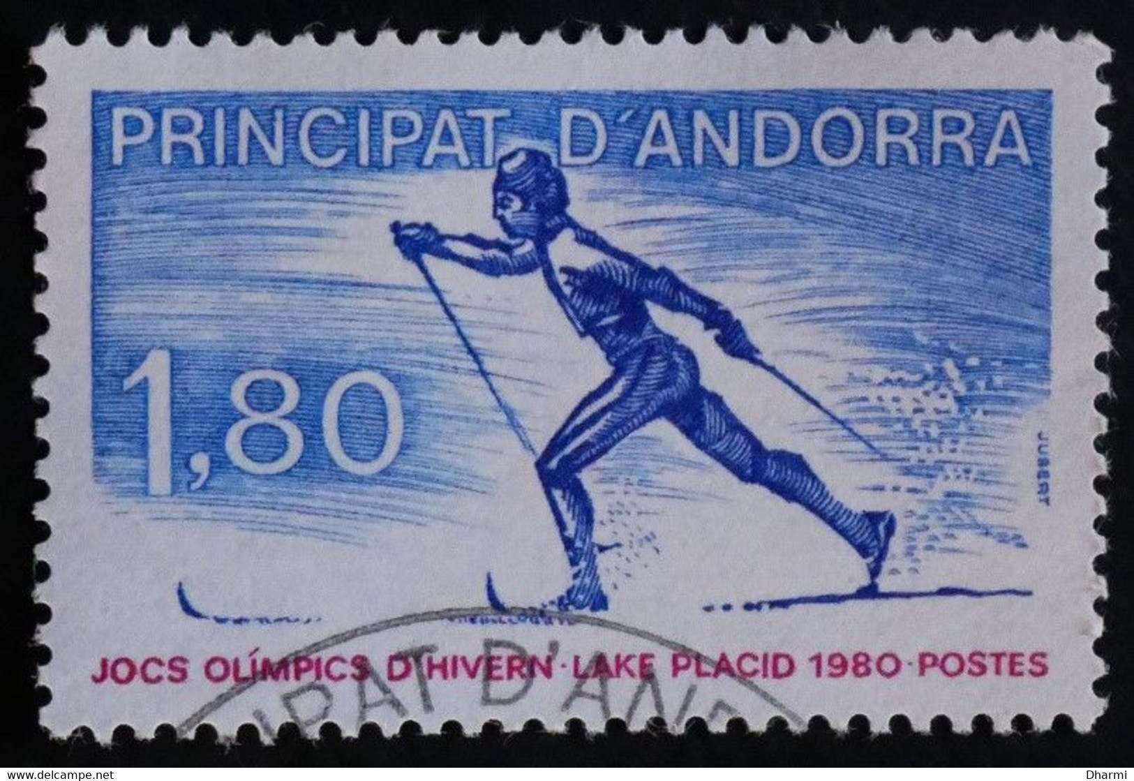 ANDORRE FR 1980 N°283 OBLITERE 1,80 JO Lake Placid Ski Fond - USED - Oblitérés