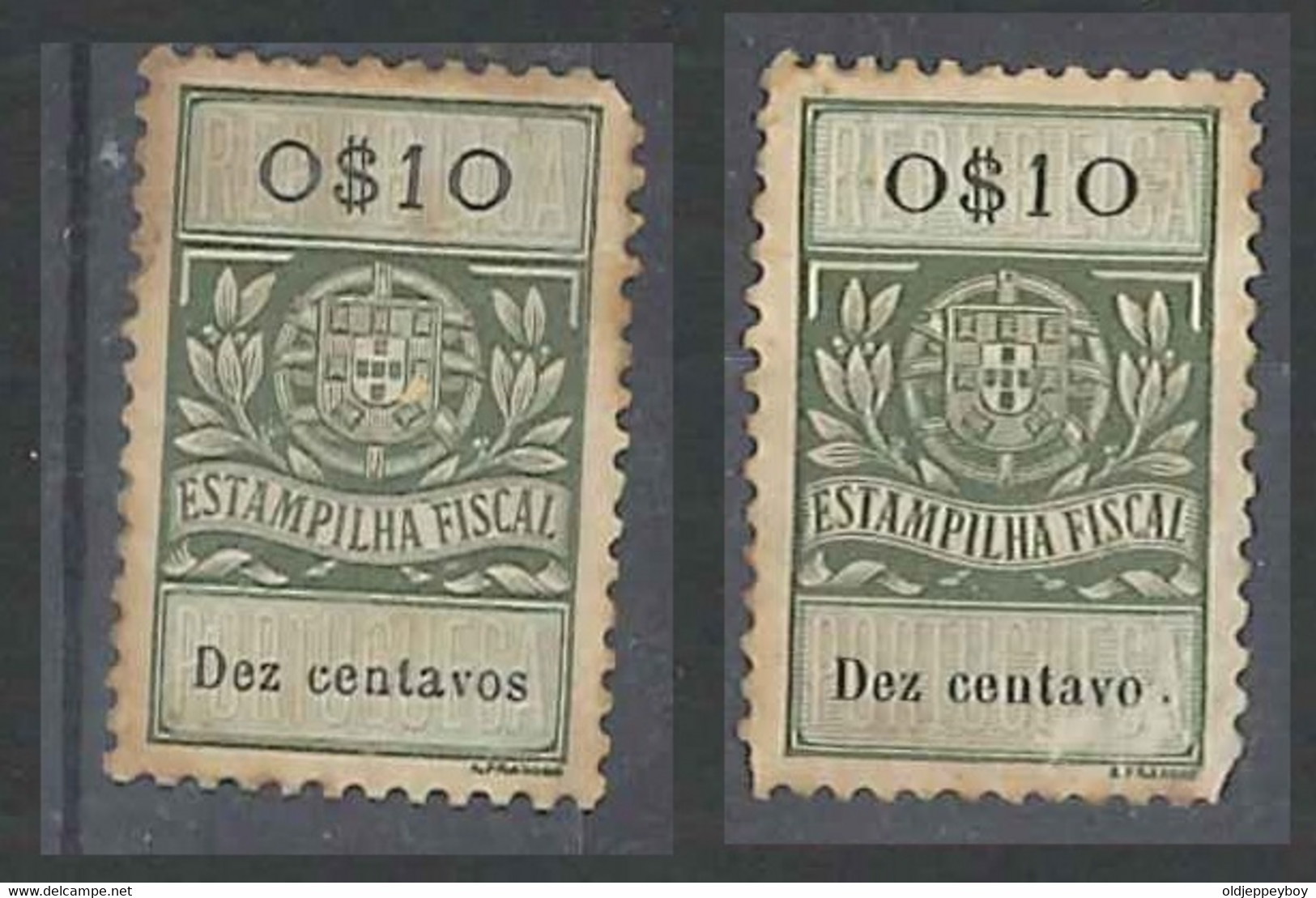 PORTUGAL;  2 Early Classic Revenue Fine  Mint Estampilha Fiscal Tax  VIGNETTE VIÑETA VINHETA CINDERELLA - Nuevos