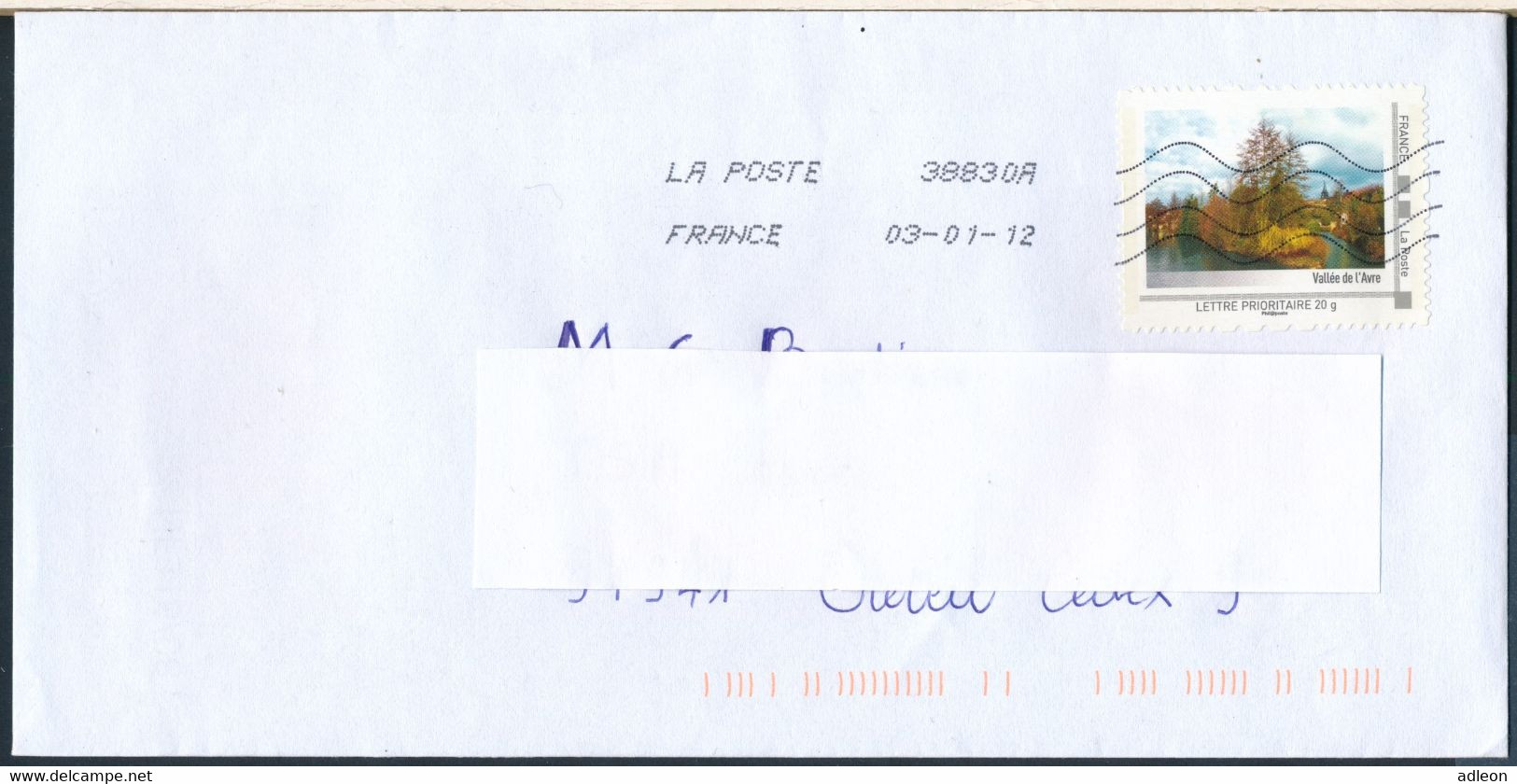 France-IDTimbres - Vallée De L'Avre - YT IDT 7 Sur Lettre Du 03-01-2012 - Cartas & Documentos