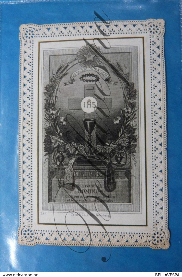 Holy Card  Dentelle Kant  Lace  1e H.Mis Kerk St Jozef Te Lisp (Lier)  1896  Alfons Segers Druk Abbeloos Opwijk Pl  336 - Andachtsbilder