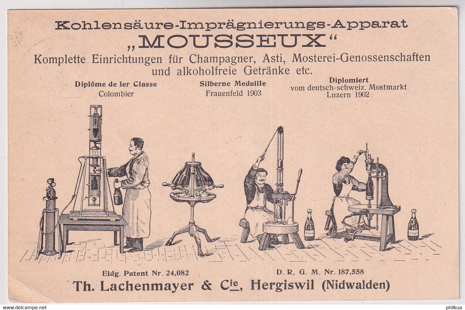 Hergiswil (Niedwalden) - "Mousseux" Kohlensäure-Imprägnierungs-Apparat - Th. Lachmayer & Cie.  Patent No 24,082 - Hergiswil