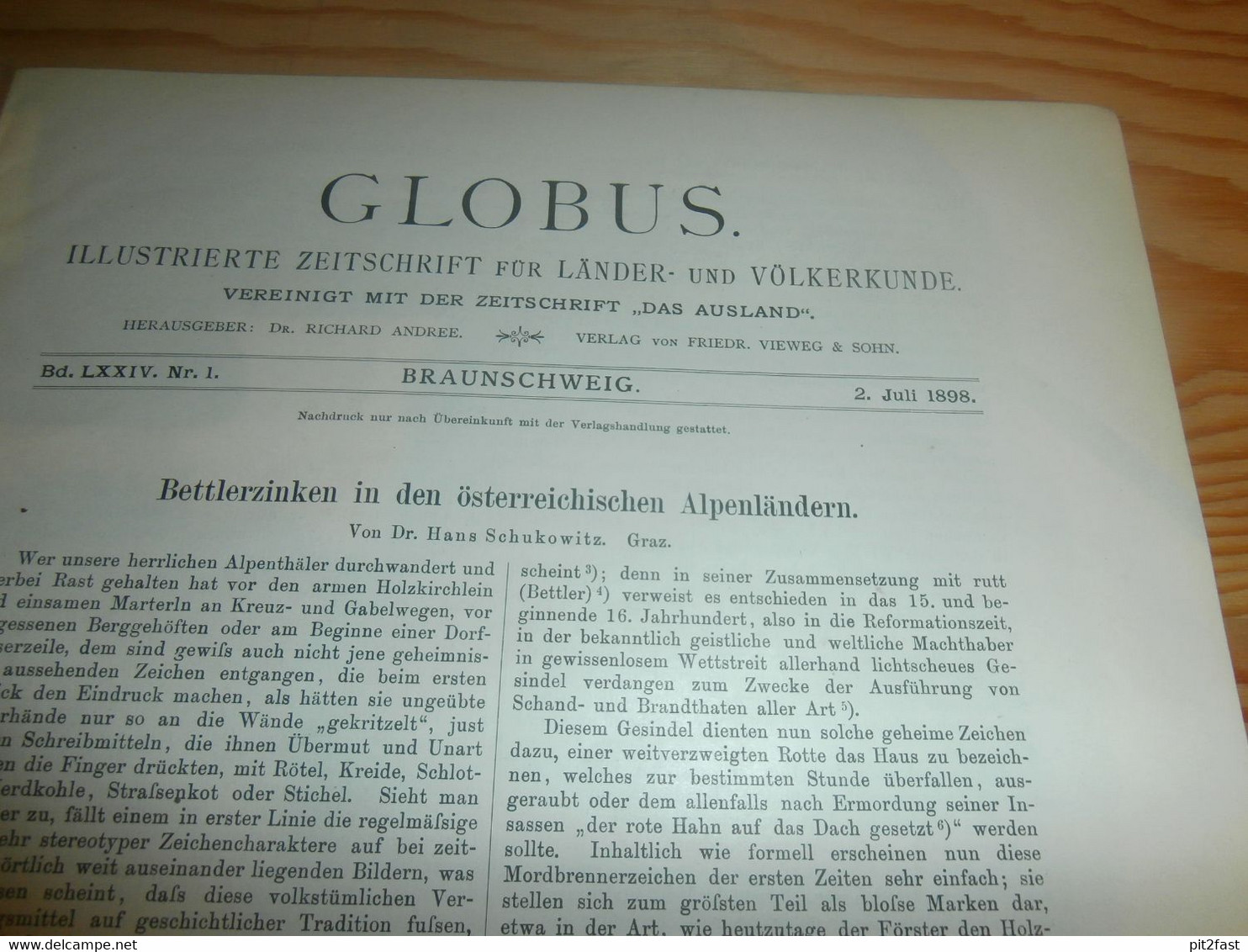 Völkerkunde Juli-Dezember 1898 , Gebundene Zeitschrift , Expeditionen , Kolonien , Reisen , Berichte , Etnologie !!! - Arqueología