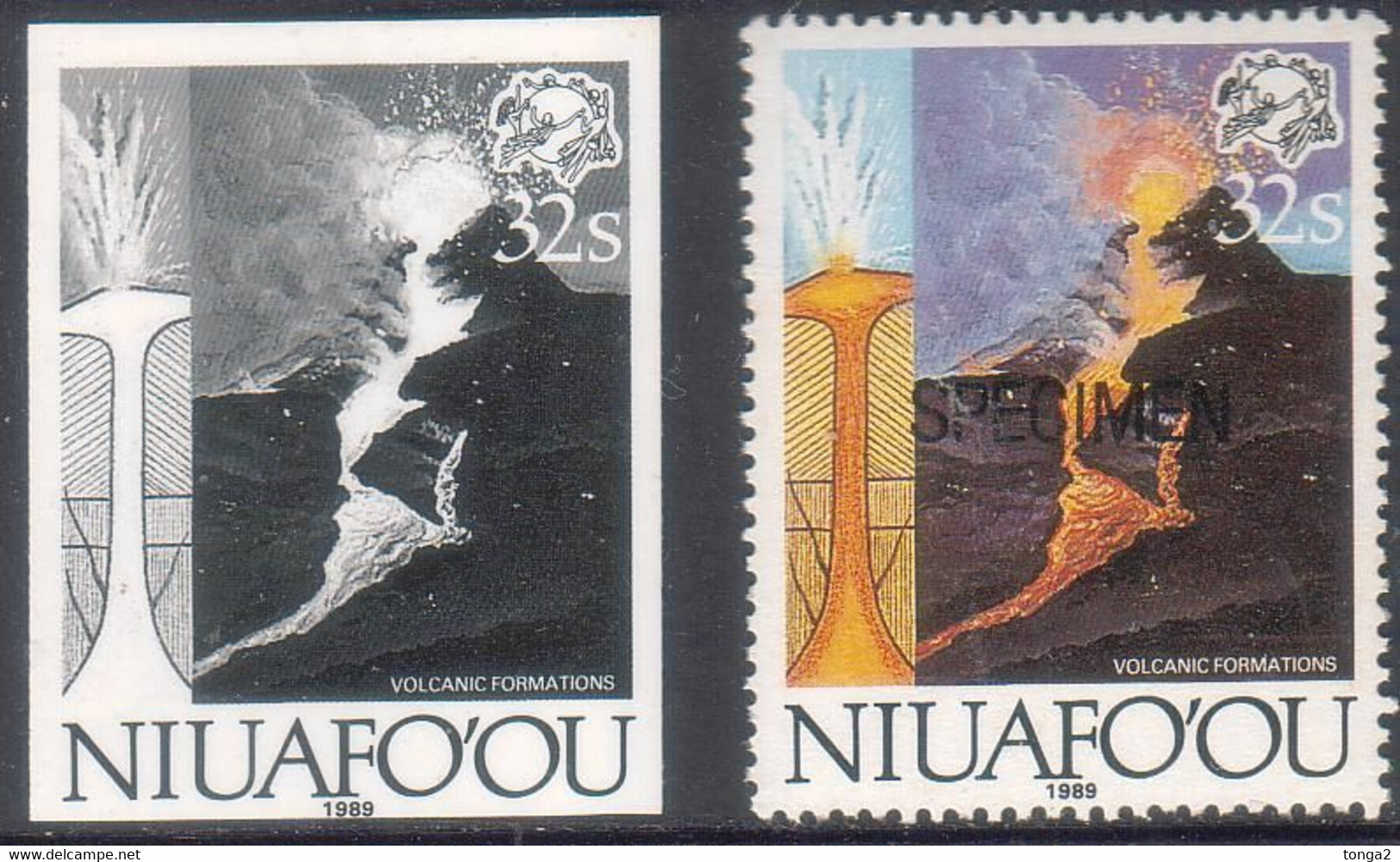 Tonga Niuafo'ou 1989  - Volcano Activity  - Blackprint + Specimen - More Details In Item Description - Volcans