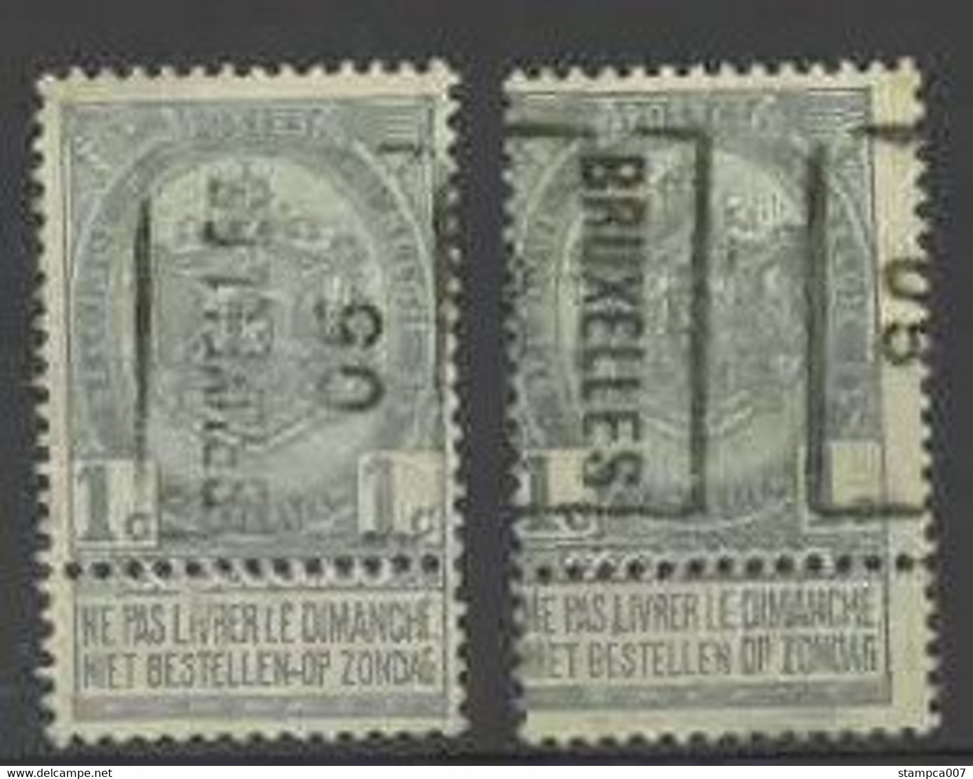 Preo Bruxelles 1905 Position A + B => Centrale Stempel - Rollenmarken 1900-09