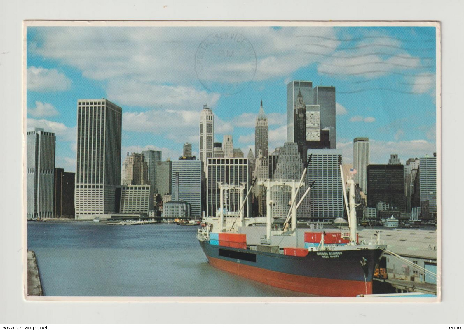 NEW  YORK  CITY:  OCEAN  FREIGHTER  DOCKED  AT  A  BROOKLYN  PIER ...-  STAMP  REMOVED  -  TO  ITALY  -  FG - Brücken Und Tunnel