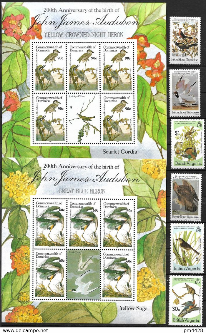 Théme - Thématique OIseaux, Jean Jacques Audubon Bel Ensemble De 85 Timbres Dont Séries Et 12 Blocs Neuf** (*) - Verzamelingen, Voorwerpen & Reeksen