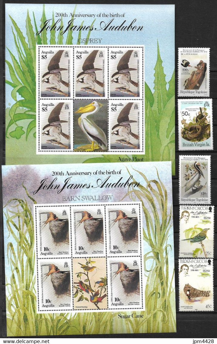 Théme - Thématique OIseaux, Jean Jacques Audubon Bel Ensemble De 85 Timbres Dont Séries Et 12 Blocs Neuf** (*) - Verzamelingen, Voorwerpen & Reeksen