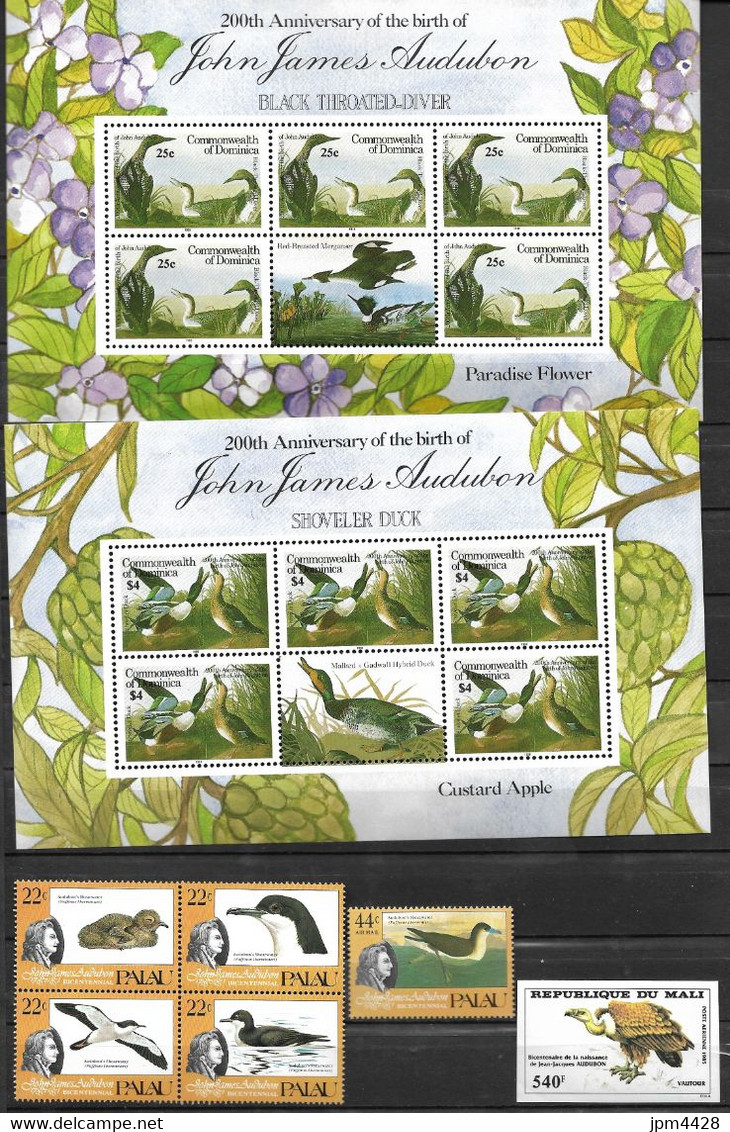 Théme - Thématique OIseaux, Jean Jacques Audubon Bel Ensemble De 85 Timbres Dont Séries Et 12 Blocs Neuf** (*) - Konvolute & Serien