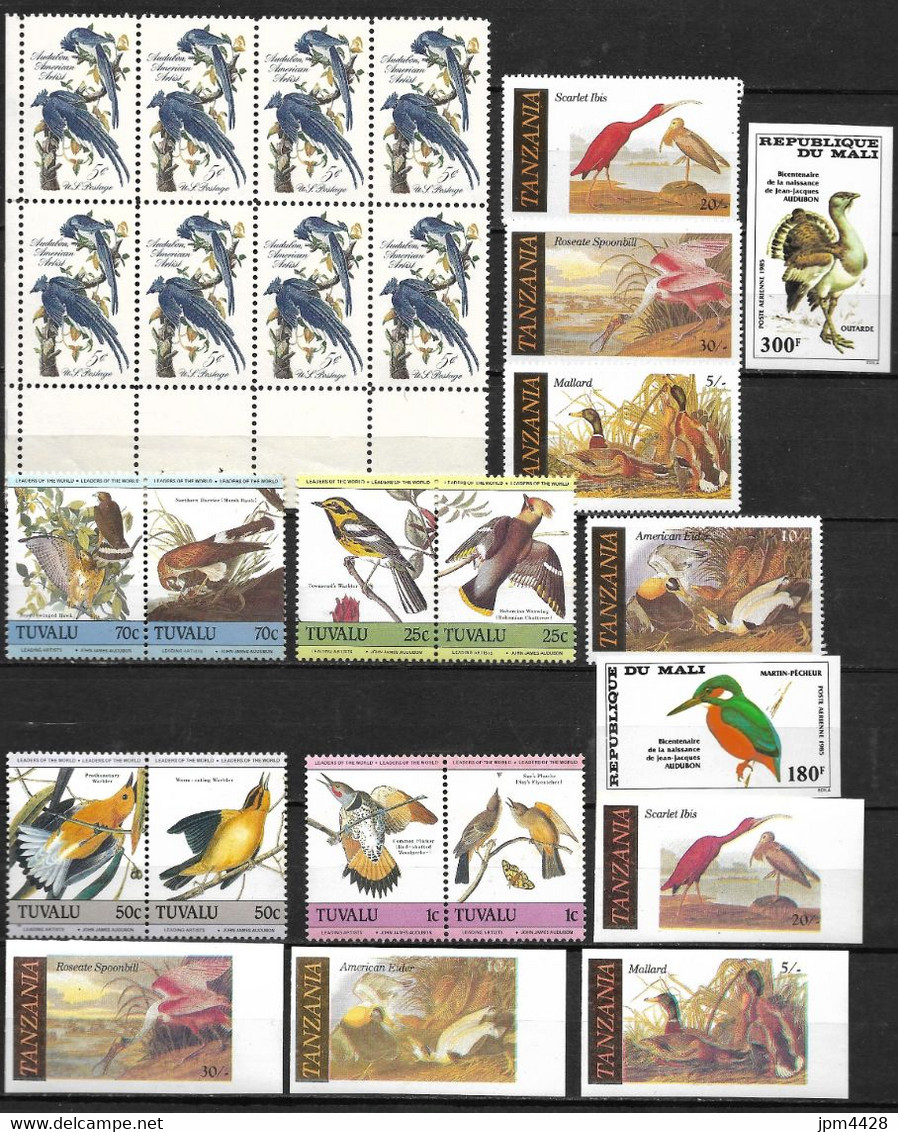 Théme - Thématique OIseaux, Jean Jacques Audubon Bel Ensemble De 85 Timbres Dont Séries Et 12 Blocs Neuf** (*) - Colecciones & Series