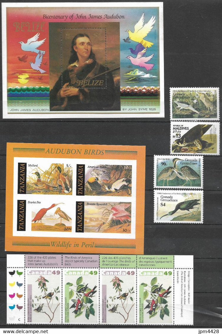 Théme - Thématique OIseaux, Jean Jacques Audubon Bel Ensemble De 85 Timbres Dont Séries Et 12 Blocs Neuf** (*) - Collections, Lots & Series