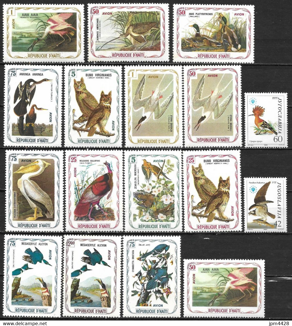 Théme - Thématique OIseaux, Jean Jacques Audubon bel ensemble de 85 timbres dont séries et 12 blocs neuf** (*)