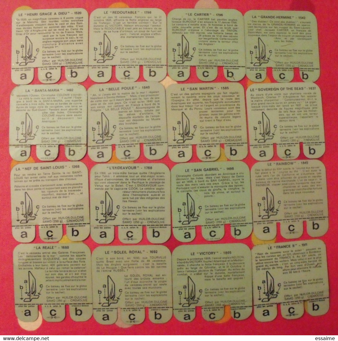 Lot De 16 Plaquettes Bateaux Voiliers. Huilor Samo Dulcine. Collection Complète. Lot 21 - Placas En Aluminio (desde 1961)