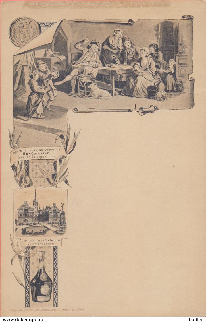 1898 : Menu Illustré, Non Utilisé : D.O.M. Bénédictine.  -§- 150 X 230 Mm -§-. - Menus