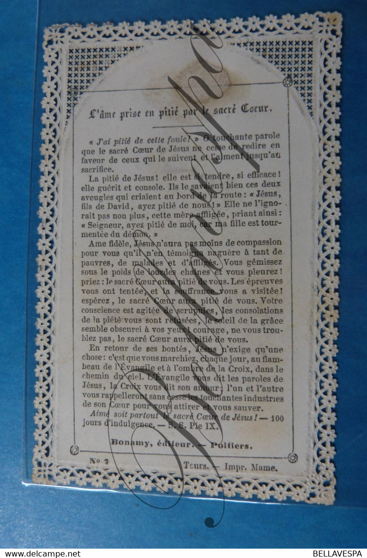 Holy Card  Dentelle Kant  Lace   Sacré Coeur  N°7 Bonamy Edit - Andachtsbilder