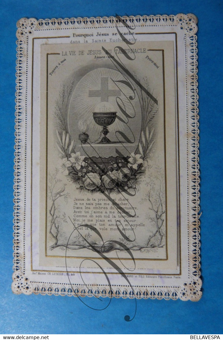 Holy  Card  Dentelle Kant  Lace    Letaille Pl. 40 Edit Boumard Paris  Jesus Tabernacle 1914 - Andachtsbilder