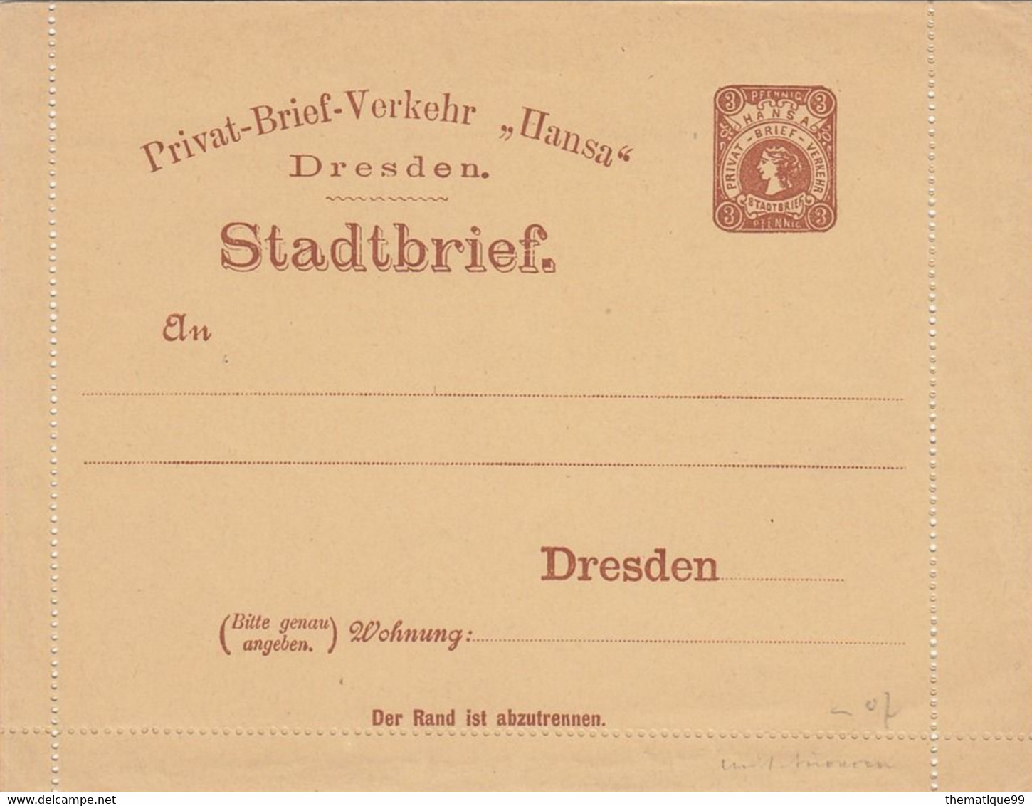 Entier Poste Locale Allemande De Dreden Avec Publicité (1887) : Lampe Bijoux Or Tapis Cigare Beurre Lait Montre - Alimentación