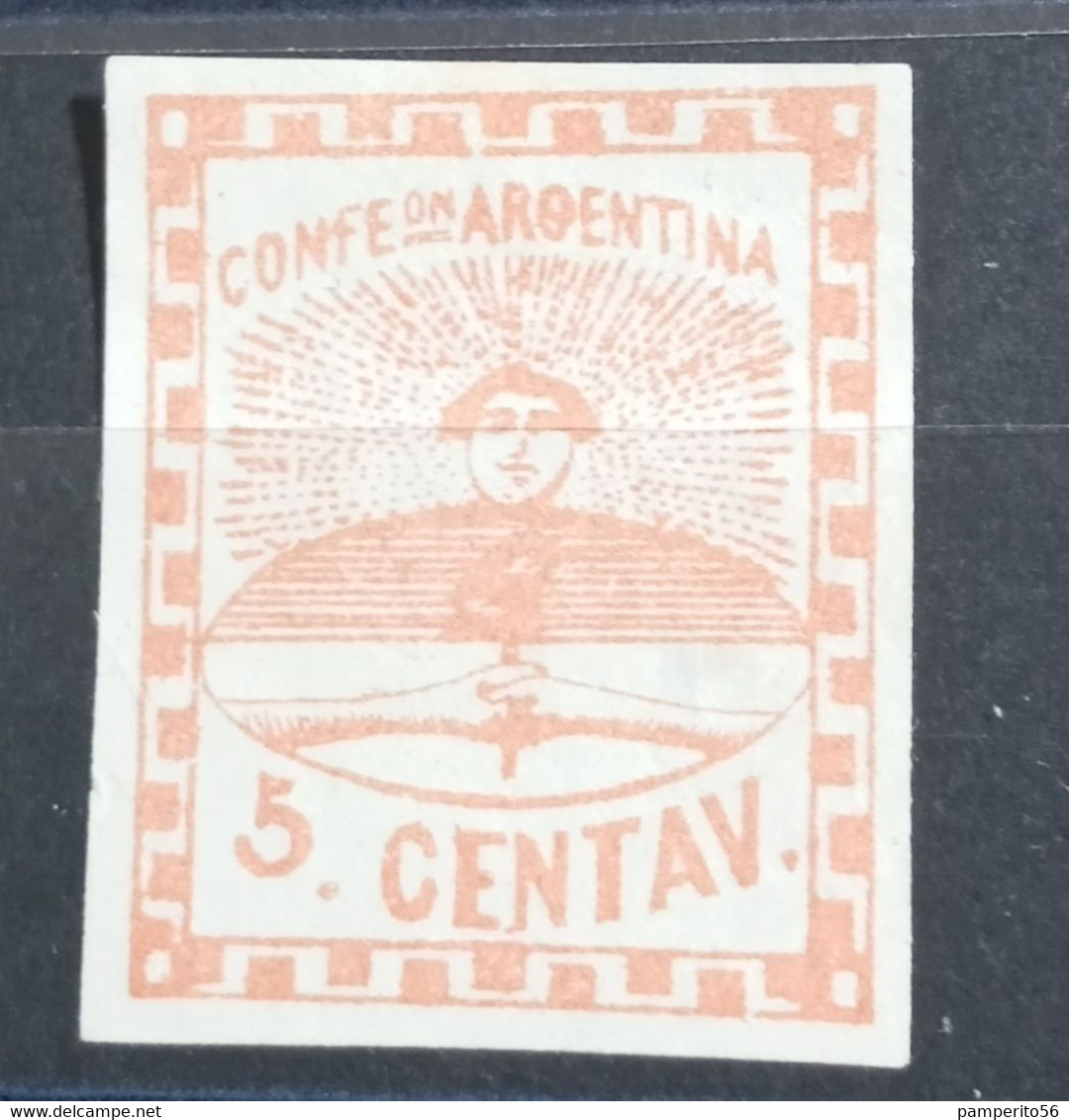 ARGENTINA CONFEDERACION AÑO 1858 - JG001 ESCUDITO 5c -  VC 40€ - Gebruikt