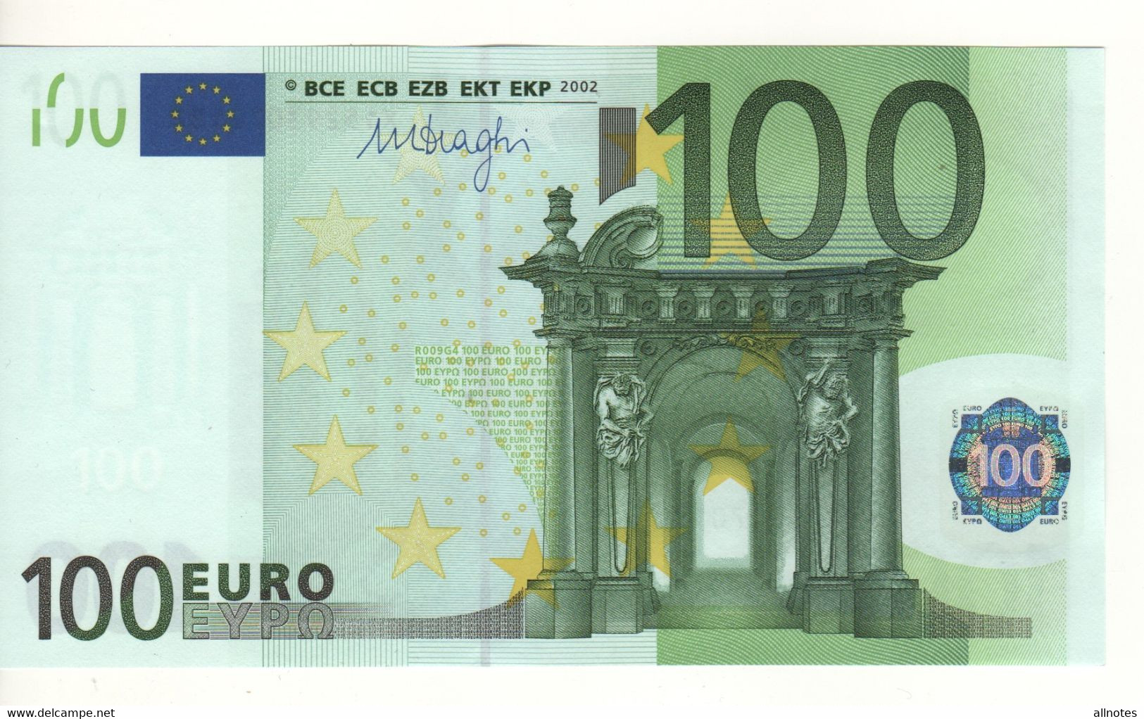 100 EURO  "X"   GERMANY    Firma DRAGHI   R 009 G4   X15   /   FDS - UNC - 100 Euro