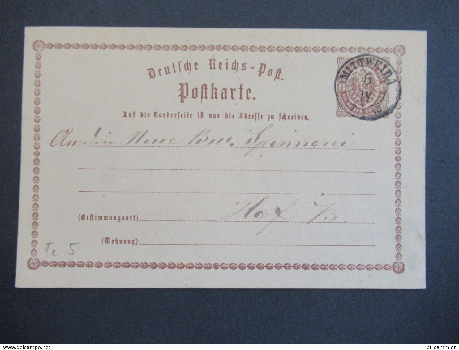 DR Reichspost 3.1873 Ganzsache P1 Adler In Großer Ellipse Stempel Mittweida Nach Hof Mit Ank. Stempel - Briefe U. Dokumente