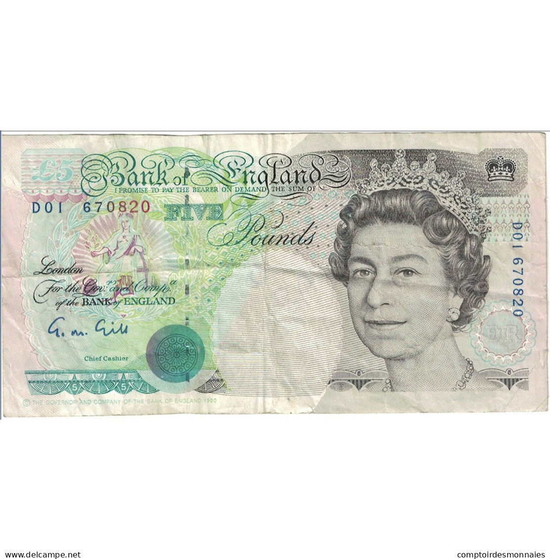 Billet, Grande-Bretagne, 5 Pounds, Undated (1990-91), KM:382a, TB+ - 5 Pond