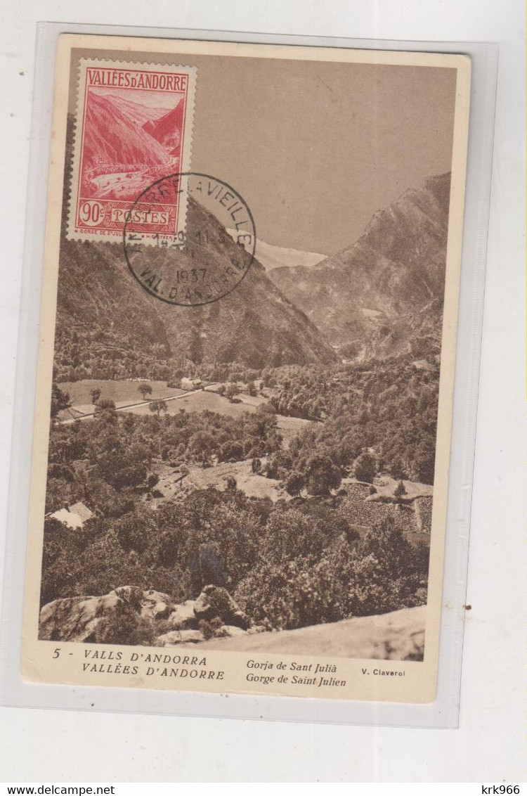FRENCH ANDORRA 1937 Nice Maximum Card - Storia Postale