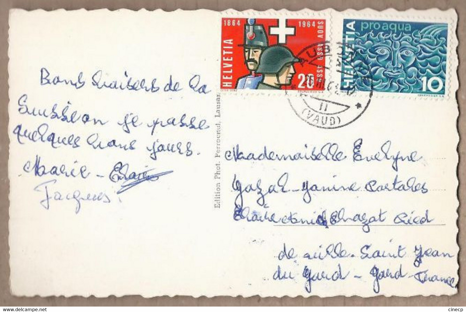 CPSM SUISSE - AUBONNE - Aubonne Et Le Signal De Bougy - Jolie Vue Générale Village + Oblitération Timbres - Aubonne