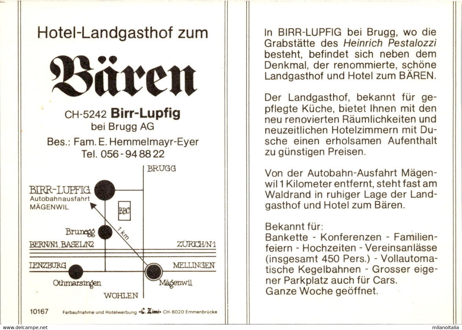 Hotel-Landgasthof Zum Bären - Birr-Lupfig Bei Brugg AG - Werbekarte - Autos - Brugg