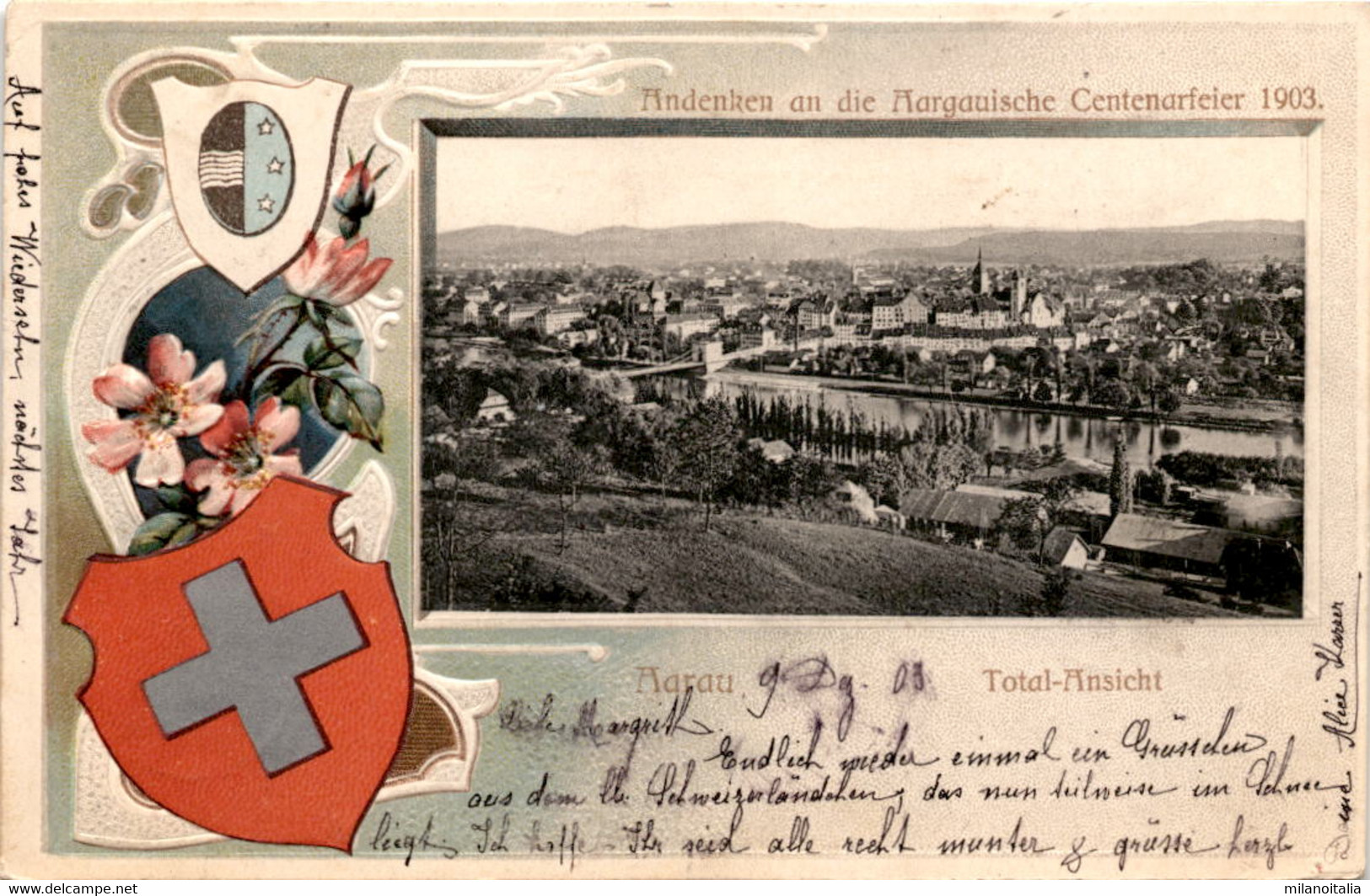 Aarau - Total-Ansicht, Andenken An Die Aargauische Centenarfeier 1903 * 9. 12. 1903 - Präge-Karte - Autres & Non Classés