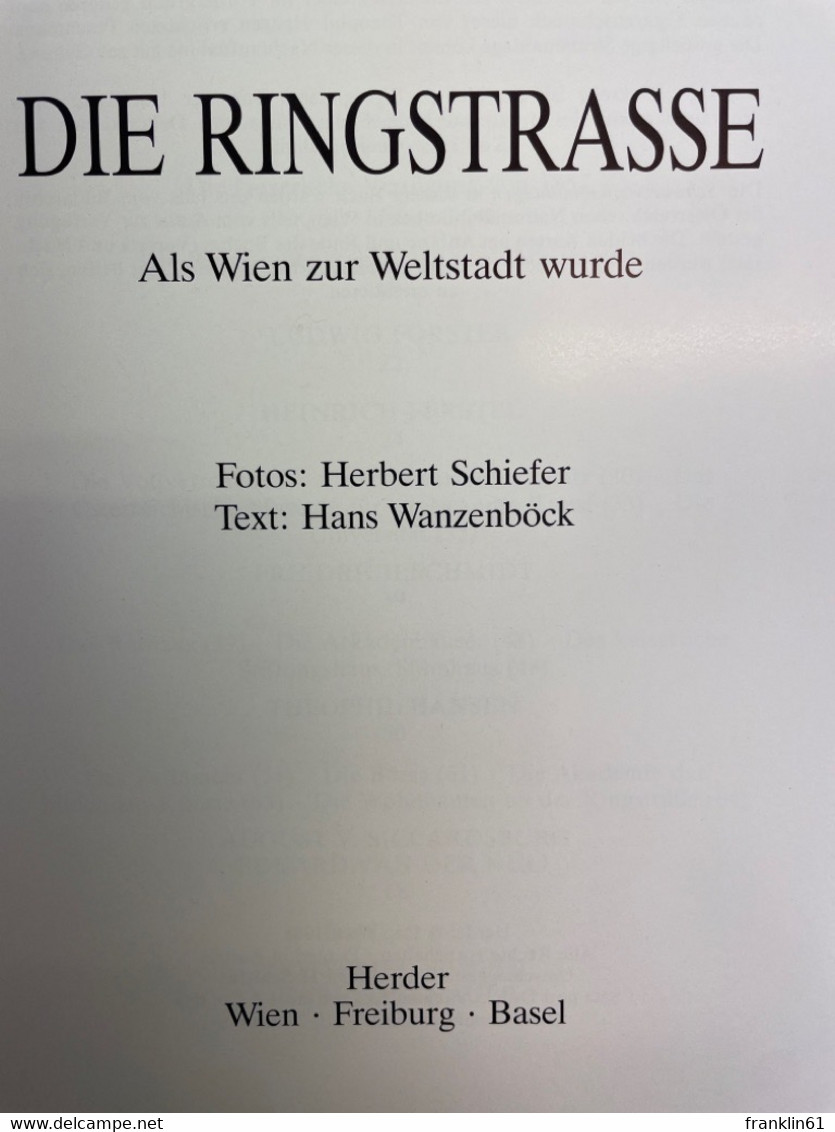 Die Ringstrasse : Als Wien Zur Weltstadt Wurde. - Architecture