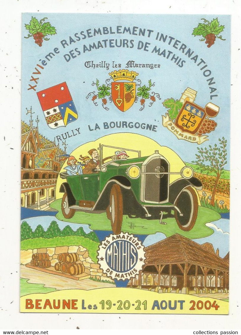 Cp,illustrateur, Signée HAMM Et Dédicacée HAMM,  Automobile,  Amateurs De MATHIS,  NANTES, 2001,  N° 383/500 Ex. - Hamm