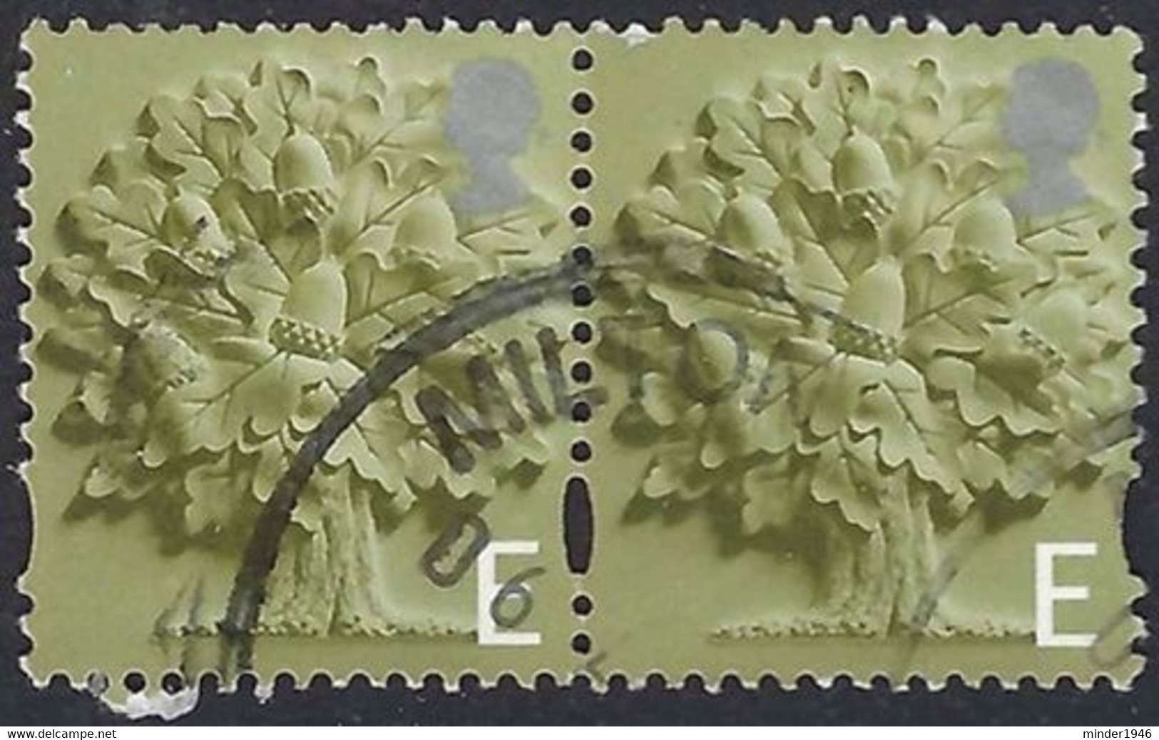 GREAT BRITAIN 2001 QEII European Postage Olive-Green & Silver Oak Tree Horizontal Pair SGEN3 - Angleterre