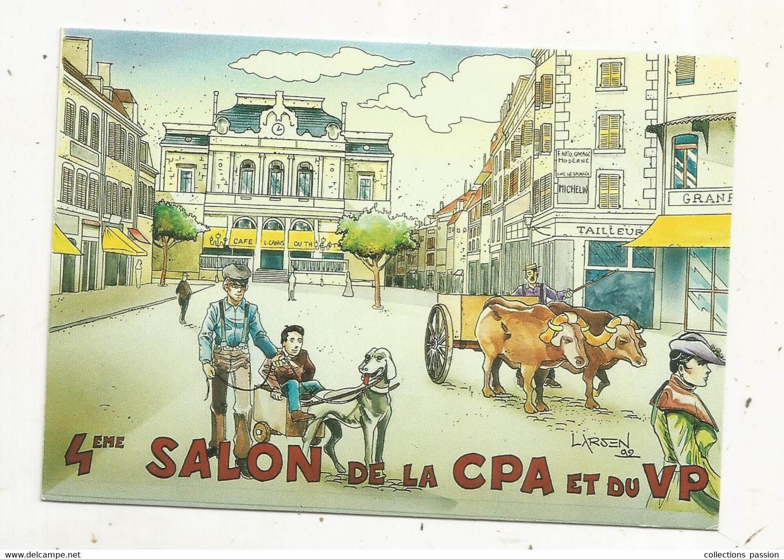 Cp, Bourses & Salons De Collections, 4 E SALON DE LA  CPA ET DU VP, Lons Le Saunier,1993, Illustrateur: LARSEN, Vierge - Collector Fairs & Bourses