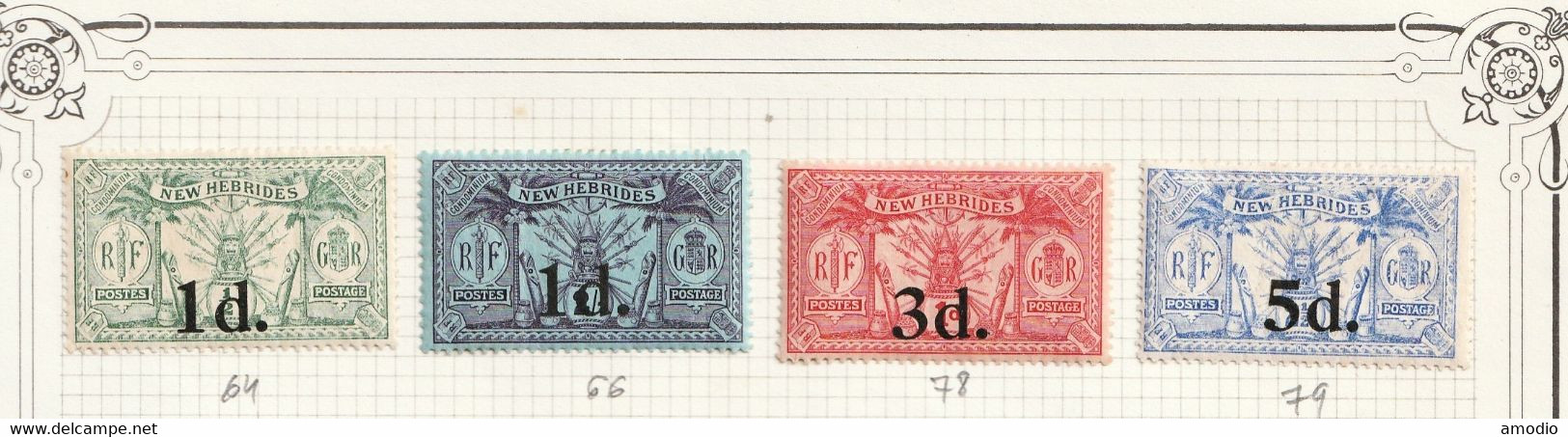 Nouvelle Hébrides YT 64, 66, 78/9 N* Infime - Unused Stamps