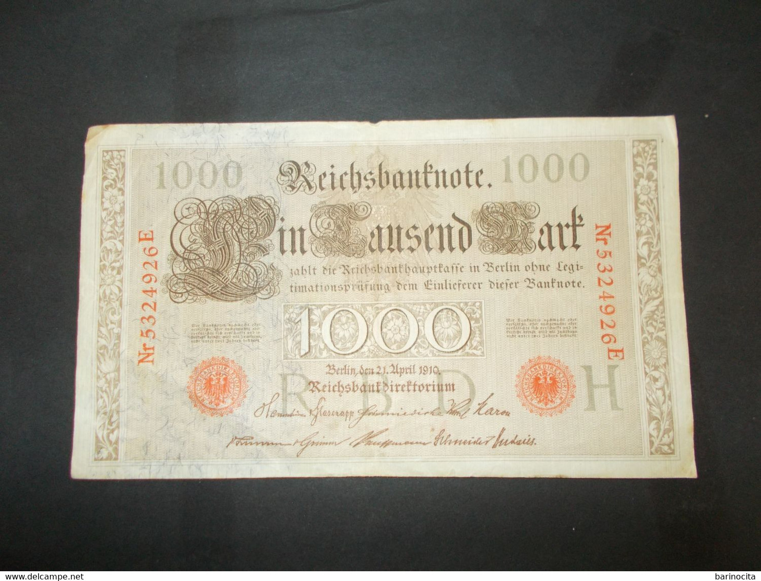 ALLEMAGNE  -    1000  Mark  Reichsbanknote  Année 1910  Voir Photo - 1000 Mark