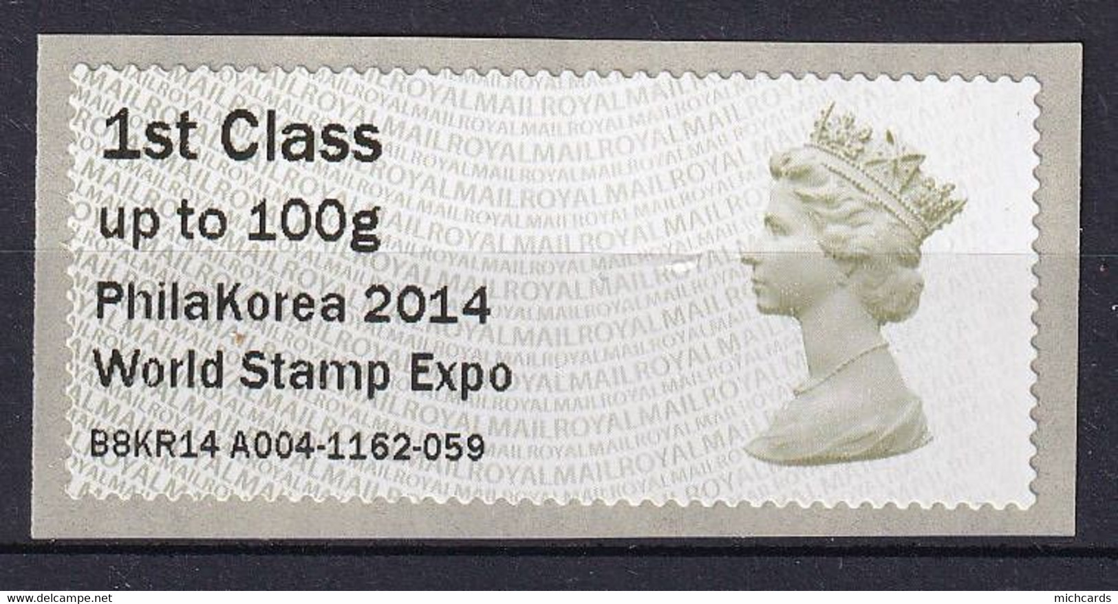 203 GRANDE BRETAGNE 2014 - Distributeur Adhesif - 1 St Class 100g  PhilaKorea - Neuf ** (MNH) Sans Charniere - Post & Go Stamps