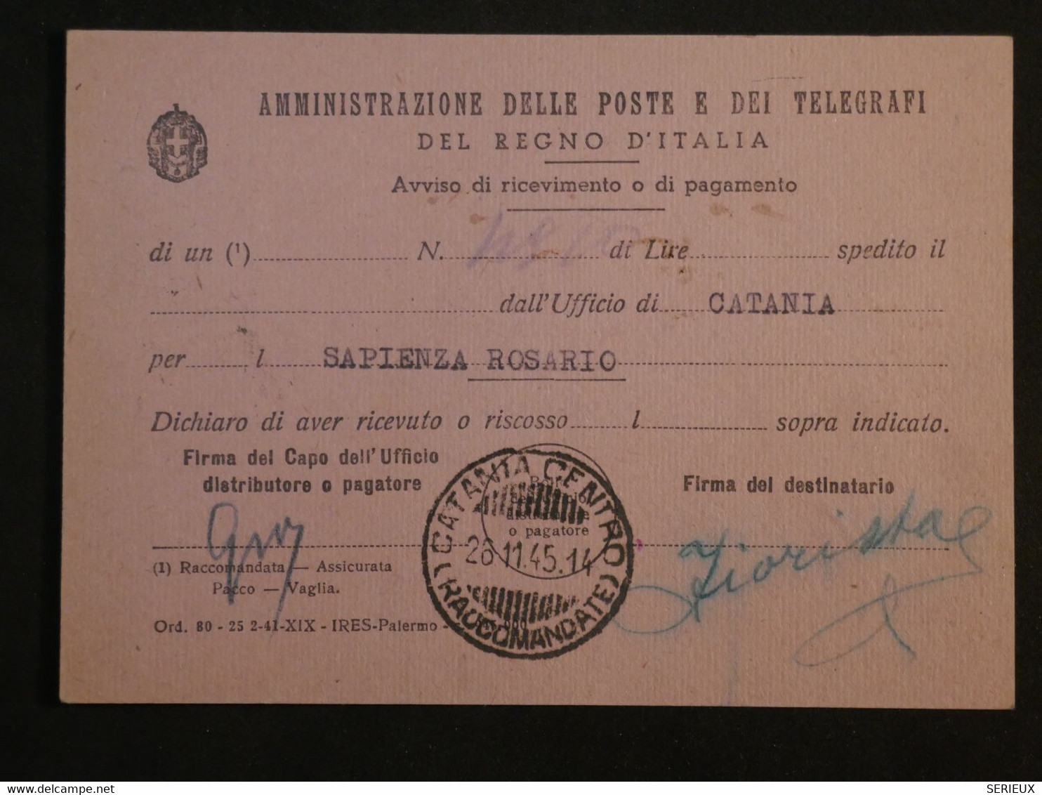 BJ10  ITALIA BELLE LETTRE AVISO   1945 VENEZIA ++AFFRANCH. INTERESSANT++ - Altri & Non Classificati