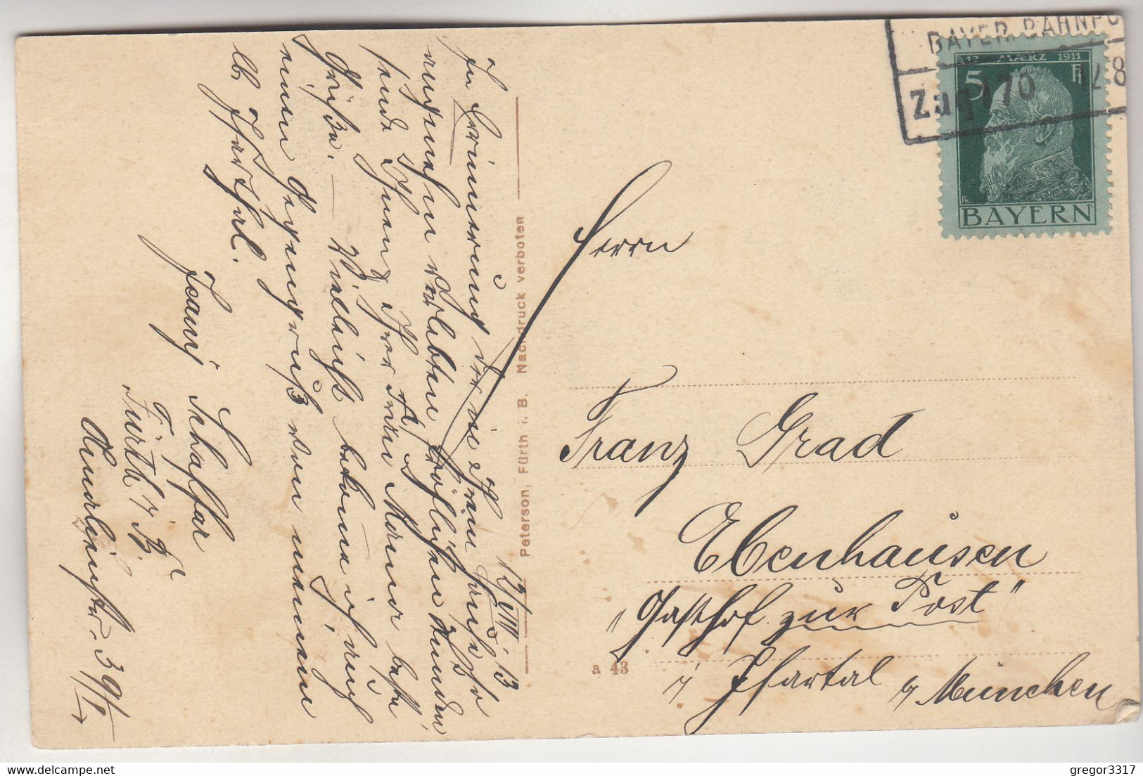 C1401) FÜRTH I. B. - Tolle Alte Ansicht Häuer Etc. BAHNPOST 1913 - Fuerth