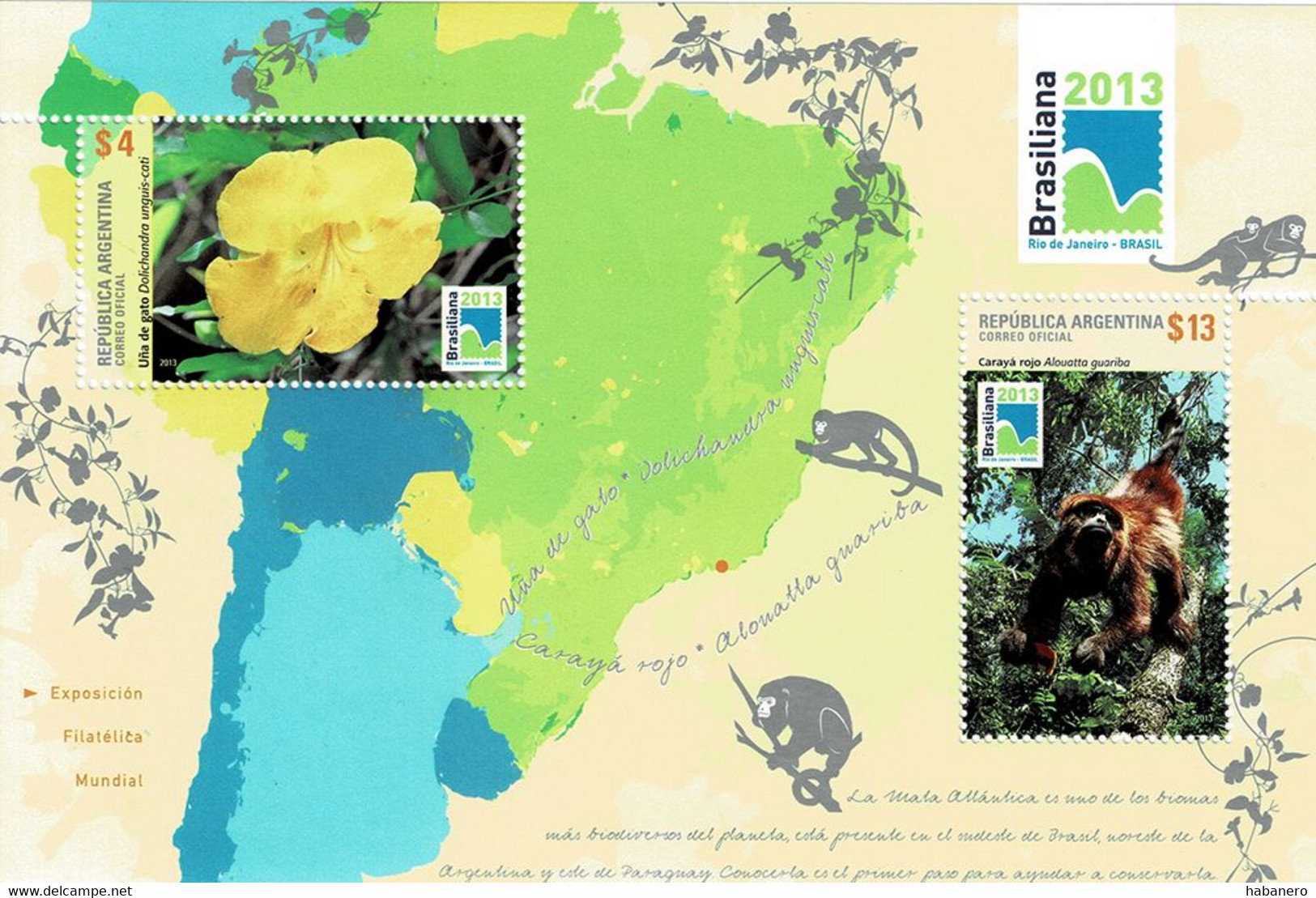 ARGENTINA 203 Mi BL 138 FAUNA & FLORA BRASILIANA STAMP EXHIBITION MINT MINIATURE SHEET ** - Blocks & Sheetlets